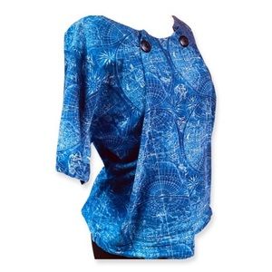 Vintage 1980s 2x Blue Cotton Top